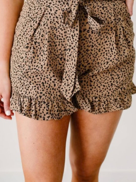mittoshop Pants - ◾️NEW! Mittoshop Leopard Print Tie-Waist Ruffle Shorts with Pockets 🐆